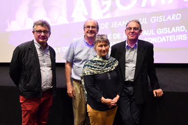 Rémy Augu, membre de d'Association ECHOPPE, Olivier Hauville et Beverly Ott, co-fondateurs de l'Association ECHOPPE, enfin Jean-Paul Gislard, réalisateur.