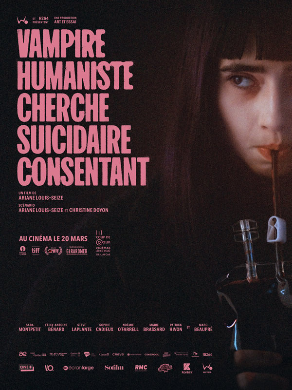 affiche VAMPIRE HUMANISTE CHERCHE SUICIDAIRE CONSENTANT Ariane Louis-Seize