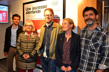 Bruno Gourdon, Relations internationales à la ville d'Angers, Catherine Goxe, adjointe au maire d'Angers au rayonnement, Jean-Gabriel Periot, réalisateur, Ganaëlle Guitter, Relations internationales de la ville d'Angers et Xavier Massé, administrateur du festival Premiers Plans.