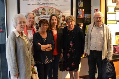 Juliette Hubin, vice-présidente APTIRA,
Nicole Ferrant, déléguée régionale GREF, Marie-Thé Rivière, secrétaire à Petite Ecole, Odile Metayer, présidente SEMER et Catherine Jamil, présidente LDH 49.